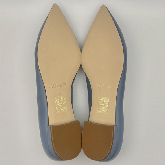 J. CREW Two-tone Pointed Toe Flats Contrast Bow & Piping, Periwinkle, Size 7 - Picture 5 of 11